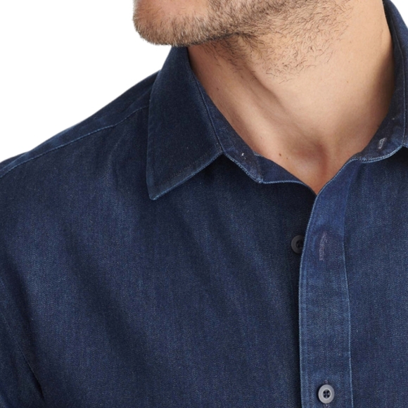 UNTUCKit Chambray Denim Button Down Shirt S M Jeans - Picture 2 of 11